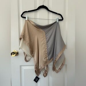 NWT Echo New York Colorblock Silk Scarf 30x72 Neutral Taupe Gray